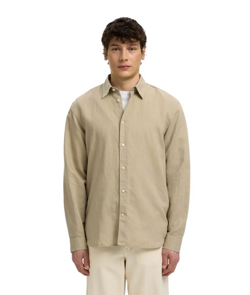 Regclay Linenblend Ls Shirt Cla - Grey
