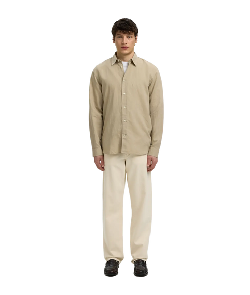 Regclay Linenblend Ls Shirt Cla - Grey