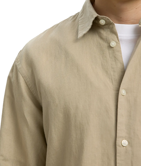 Regclay Linenblend Ls Shirt Cla - Grey