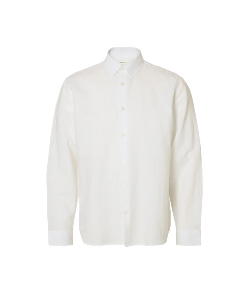 Regclay Linenblend Ls Shirt Cla - White