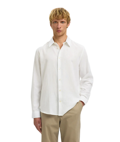 Regclay Linenblend Ls Shirt Cla - White