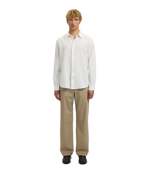 Regclay Linenblend Ls Shirt Cla - White