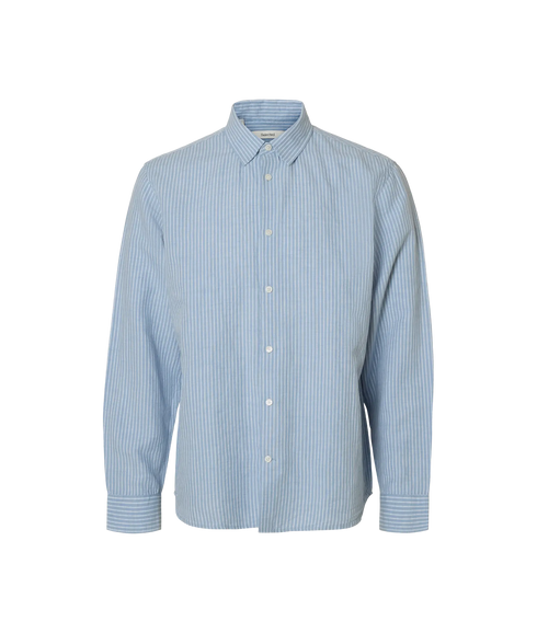 Regclay Linenblend Ls Shirt Cla - Blue