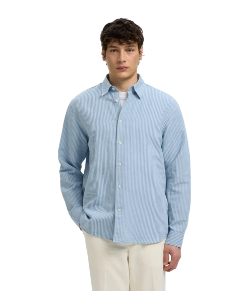 Regclay Linenblend Ls Shirt Cla - Blue