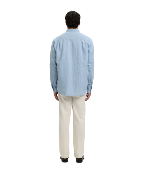 Regclay Linenblend Ls Shirt Cla - Blue