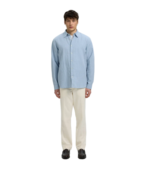 Regclay Linenblend Ls Shirt Cla - Blue