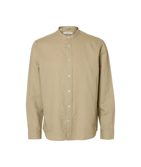 Regclay Linenblend Ls Shirt Band - Grey