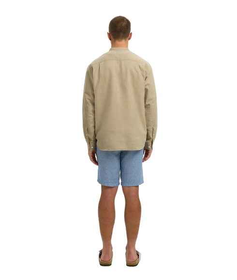 Regclay Linenblend Ls Shirt Band - Grey