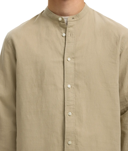 Regclay Linenblend Ls Shirt Band - Grey