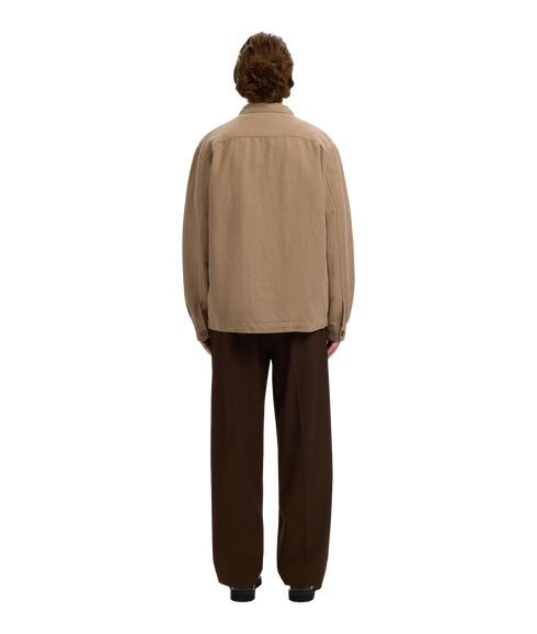 Leroy Linen Blend Overshirt Ls - Brown