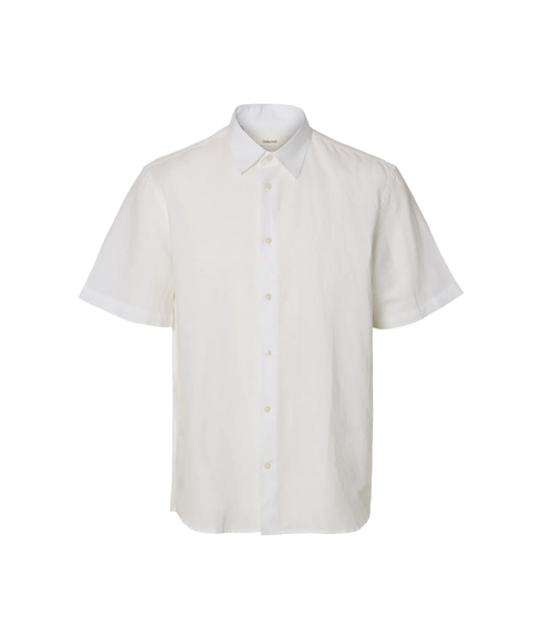 Regclay Linenblend Ss Shirt Cla - White