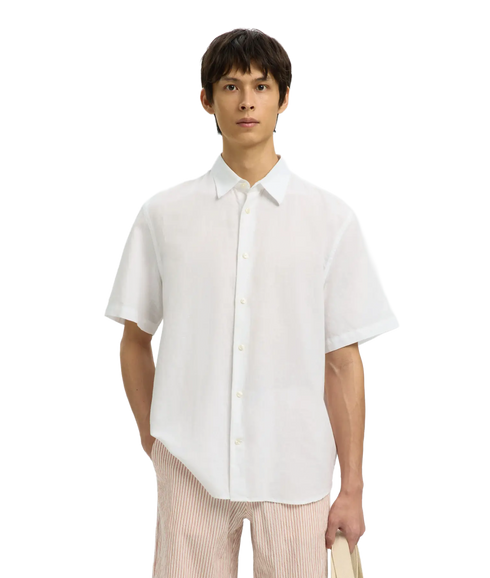 Regclay Linenblend Ss Shirt Cla - White