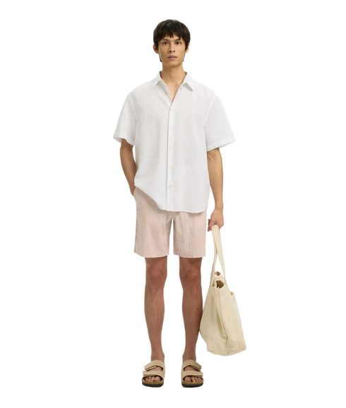 Regclay Linenblend Ss Shirt Cla - White