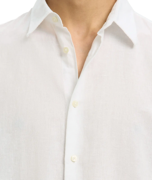 Regclay Linenblend Ss Shirt Cla - White