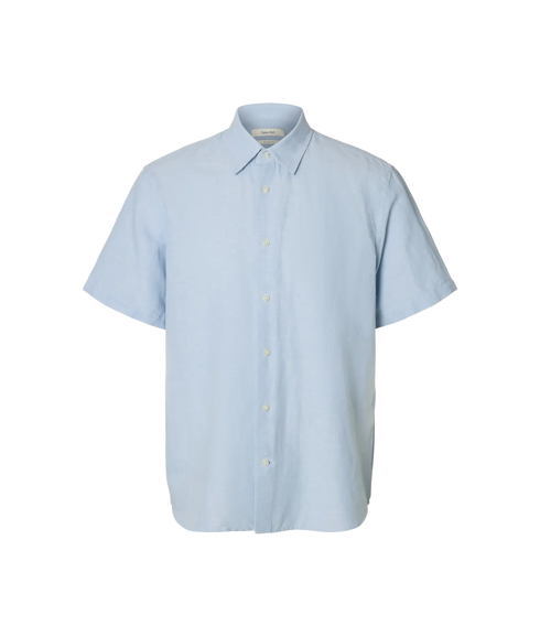 Regclay Linenblend Ss Shirt Cla - Blue