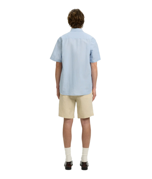 Regclay Linenblend Ss Shirt Cla - Blue