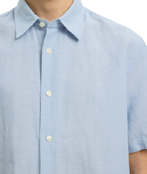 Regclay Linenblend Ss Shirt Cla - Blue