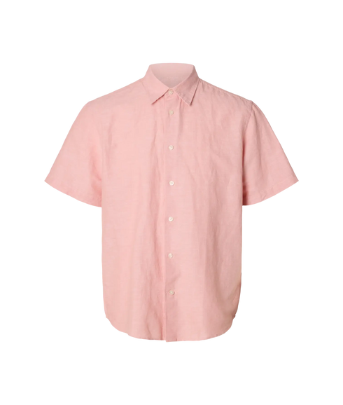 Regclay Linenblend Ss Shirt Cla - Pink