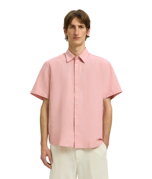 Regclay Linenblend Ss Shirt Cla - Pink