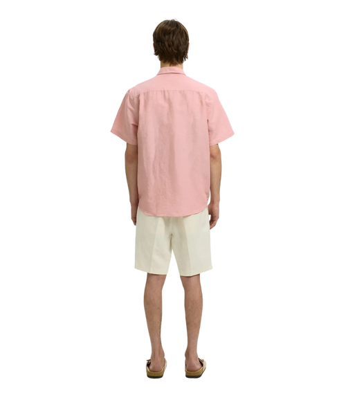 Regclay Linenblend Ss Shirt Cla - Pink