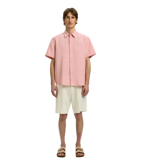 Regclay Linenblend Ss Shirt Cla - Pink