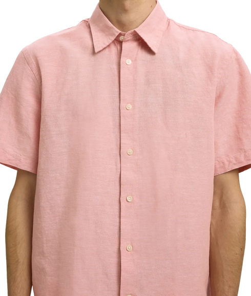 Regclay Linenblend Ss Shirt Cla - Pink