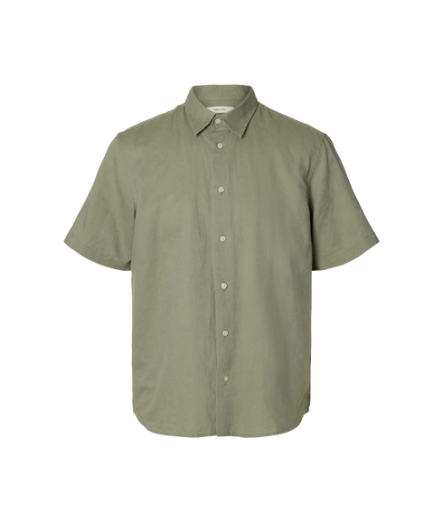 Regclay Linenblend Ss Shirt Cla - Grey