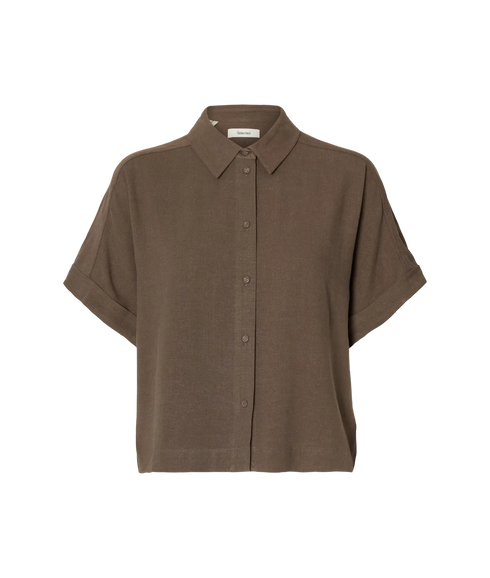 Viva Ss Cropped Sun Shirt - Brown