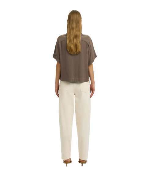 Viva Ss Cropped Sun Shirt - Brown