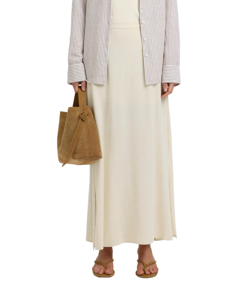 Viva Hw Ankle Linen Blend Skirt - Grey