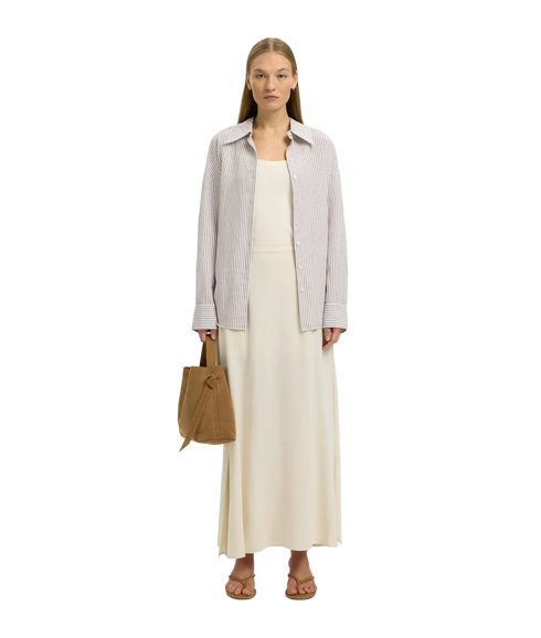 Viva Hw Ankle Linen Blend Skirt - Grey