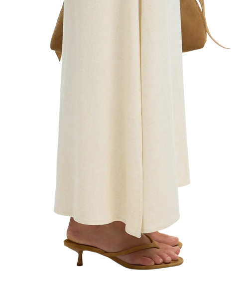 Viva Hw Ankle Linen Blend Skirt - Grey