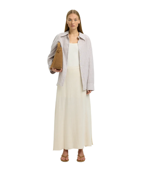 Viva Hw Ankle Linen Blend Skirt - Grey