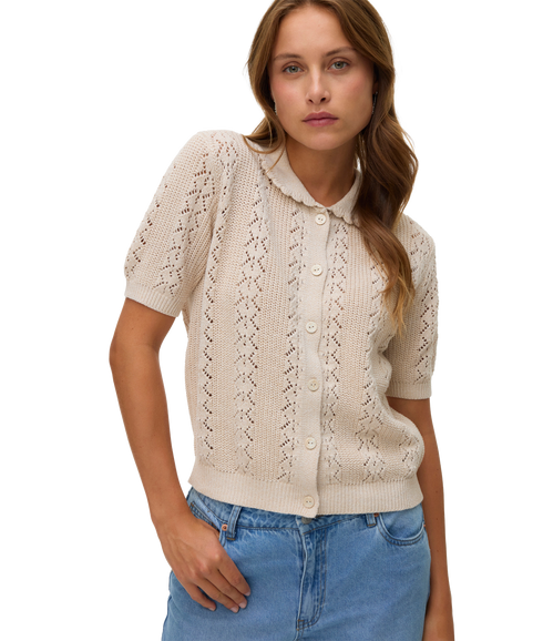 Daria Ss Poloneck Cardigan - Grey