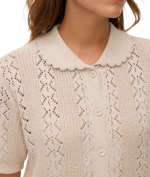 Daria Ss Poloneck Cardigan - Grey
