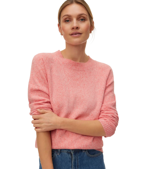 Doffy LS O-Neck Blouse - Red