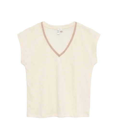 Ilma S/L V-Neck Top Jrs Btq - Grey