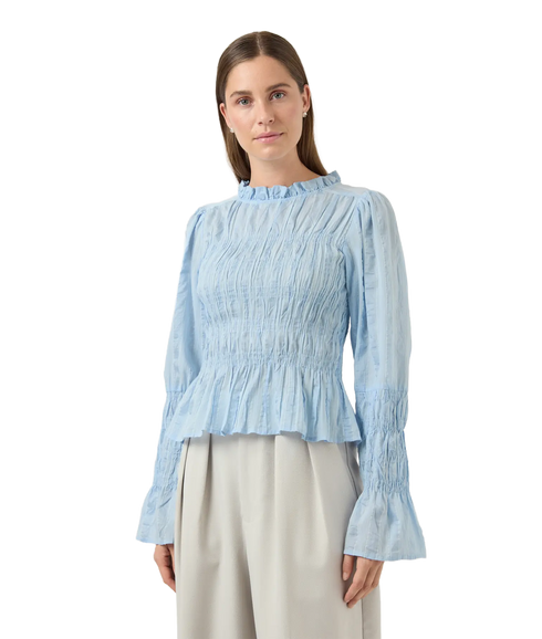 Rava Ls Smock Top S. - Blue