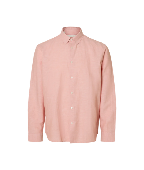 Regclay Linenblend Ls Shirt Cla - Pink