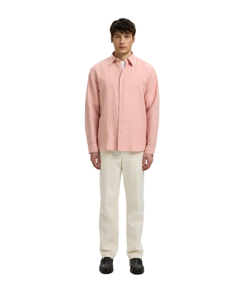 Regclay Linenblend Ls Shirt Cla - Pink