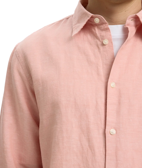 Regclay Linenblend Ls Shirt Cla - Pink