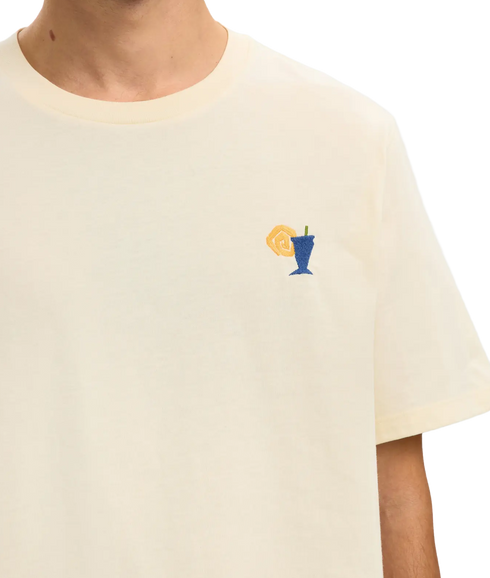 Reg-Salz Emb Ss O-Neck Tee - Egret Juice