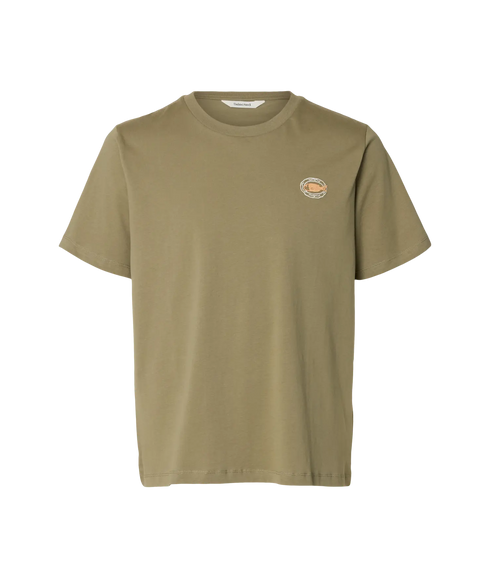 Reg-Salz Emb Ss O-Neck Tee - Vetiver Fish