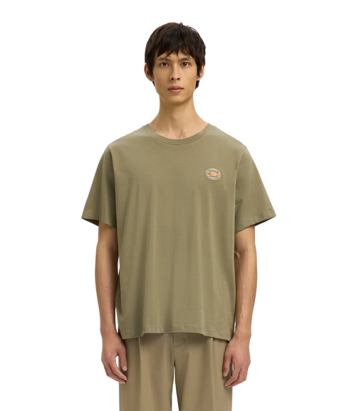 Reg-Salz Emb Ss O-Neck Tee - Vetiver Fish