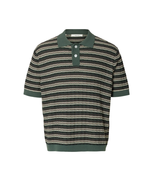Dane Ss Knit Color Structure Polo - Green
