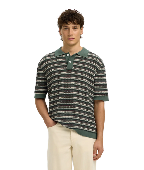 Dane Ss Knit Color Structure Polo - Green