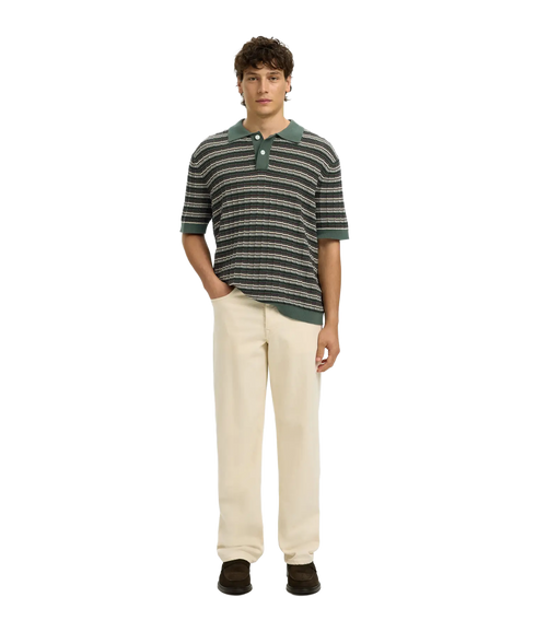 Dane Ss Knit Color Structure Polo - Green