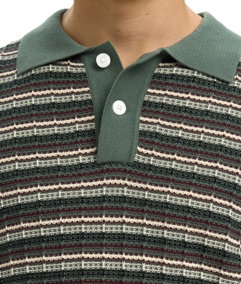 Dane Ss Knit Color Structure Polo - Green