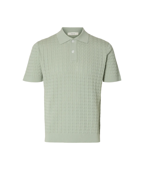 Mattis Ss Knit New Cable Polo - Turquoise