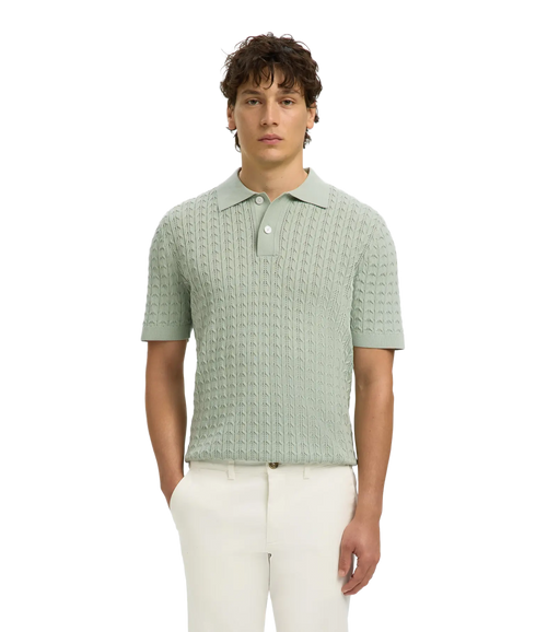 Mattis Ss Knit New Cable Polo - Turquoise